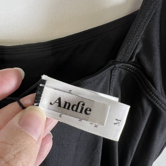 Andie Black One-Piece Swimsuit Size Medium Black Andie‎ One Piece Swimwear Beach - Picture 7 of 9